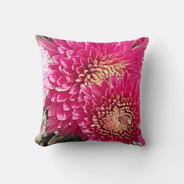 Cozy Bright Pink Chrysanthemum Flowers Pillow Kussen
