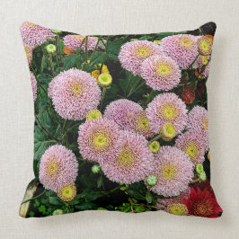 Cozy Bright Pink Chrysanthemum Flowers Pillow Kussen
