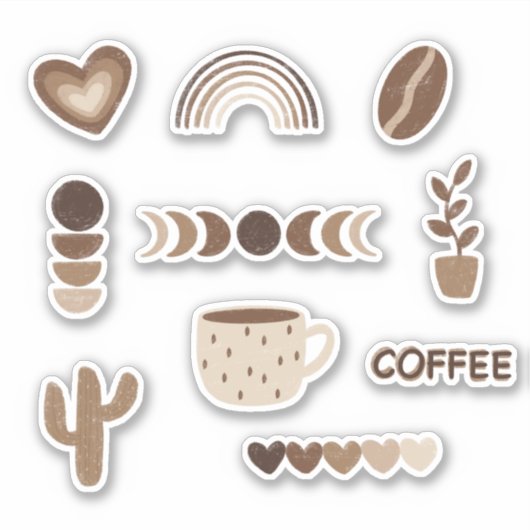 Cozy Brown Aesthetic Sticker Pack (Voorkant)