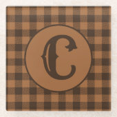 Cozy Brown Pset Buffalo Print Patroon Glazen Onderzetter (Voorkant)