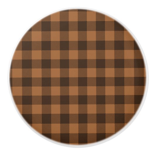 Cozy Brown Pset Buffalo Print Patroon Keramische Knop (Voorkant)