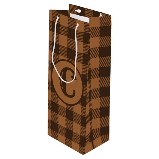 Cozy Brown Pset Buffalo Print Patroon Wijn Cadeautas (Voorkant Gekanteld)
