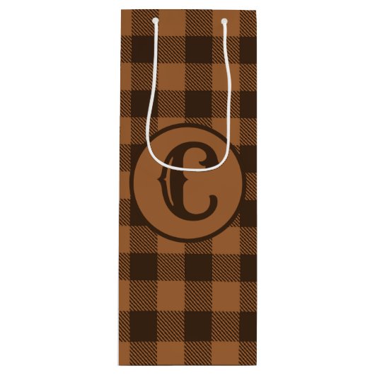 Cozy Brown Pset Buffalo Print Patroon Wijn Cadeautas (Voorkant)