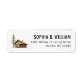 Cozy Brown Rustic Cabin Illustration Etiket (Voorkant)