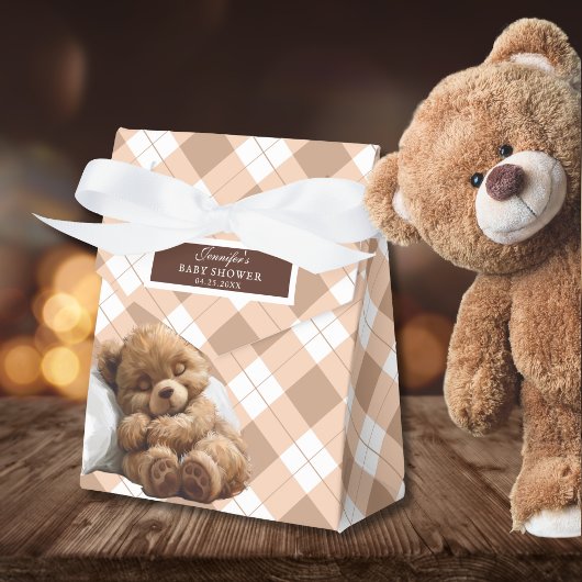 Cozy Brown Teddy Bear Baby shower Bedankdoosjes