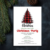 Cozy Buffalo Check Christmas Tree Party Invite Kaart
