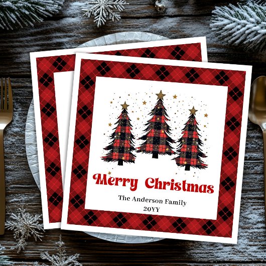 Cozy Buffalo Christmas Napkin Personalized Servet