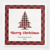 Cozy Buffalo Plaid Christmas Napkin Customizable Servet (Voorkant)