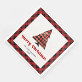 Cozy Buffalo Plaid Tree Napkin Holiday Design Servet (Hoek)