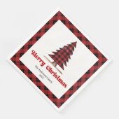 Cozy Buffalo Tree Christmas Napkin Custom Name Servet (Hoek)