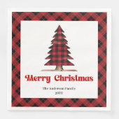 Cozy Buffalo Tree Christmas Napkin Custom Name Servet (Voorkant)