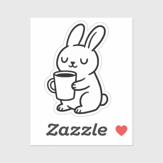 Cozy Bunny Coffee Doodle Sticker (Vel)