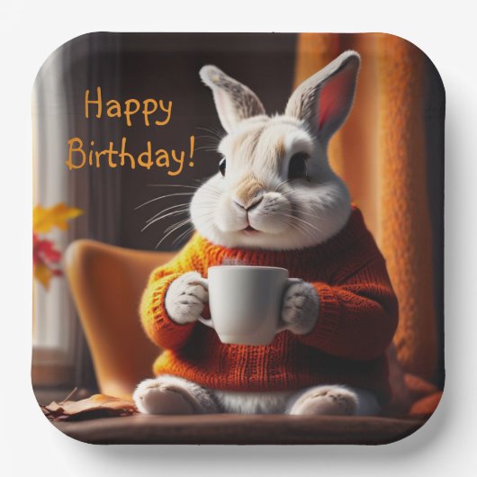 Cozy Bunny Papieren Bordje (Voorkant)