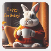 Cozy Bunny Vierkante Sticker (Voorkant)