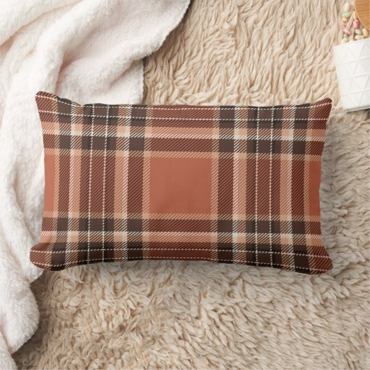 Cozy Burnt Orange Plaid Lumbar/Accent Pillow Kussen (Deken)