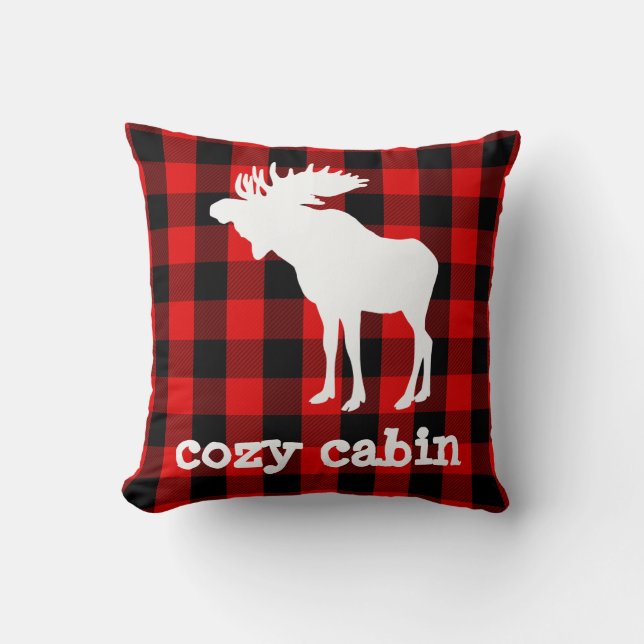Cozy Cabin Buffalo Pset Moose Kussen (Voorkant)