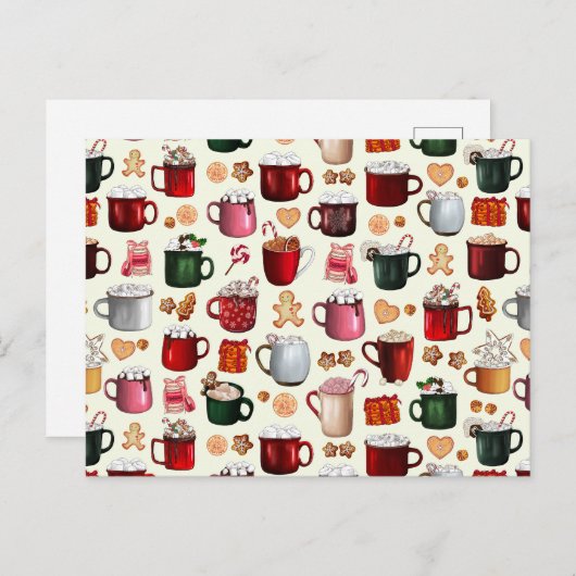 Cozy Cabin Hot Cocaca en Winterbehandelingen Feestdagenkaart (Voorkant / Achterkant)