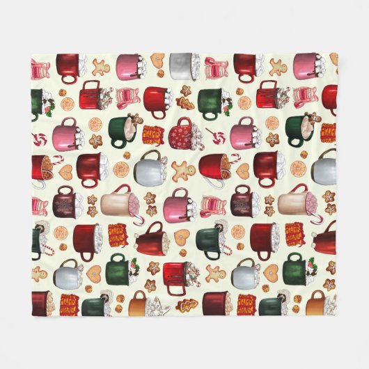 Cozy Cabin Hot Cocaca en Winterbehandelingen Fleece Deken (Voorkant (Horizontaal))