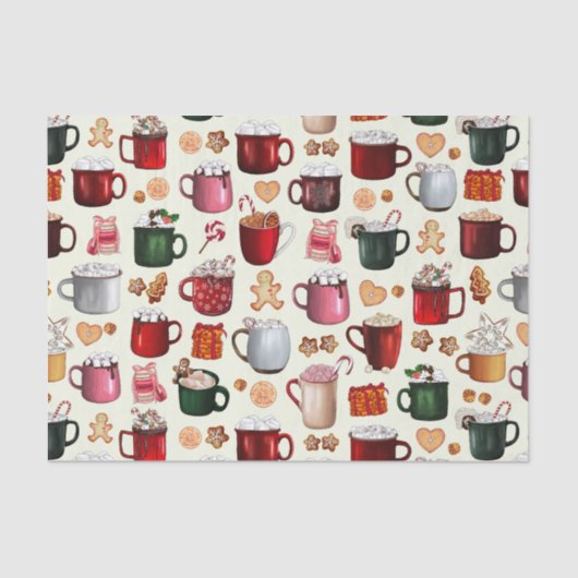 Cozy Cabin Hot Cocaca en Winterbehandelingen Tissuepapier (Voorkant)