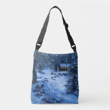 "Cozy Cabin in the Snow"-Canvas tas
