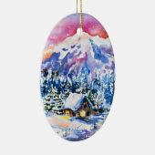 Cozy Cabin Keramisch Ornament (Rechts)