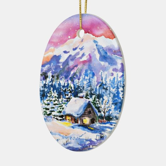 Cozy Cabin Keramisch Ornament (Links)