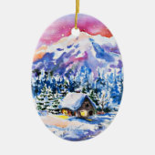 Cozy Cabin Keramisch Ornament (Voorkant)