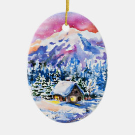 Cozy Cabin Keramisch Ornament