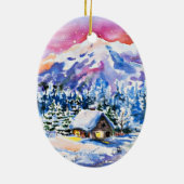 Cozy Cabin Keramisch Ornament (Achterkant)