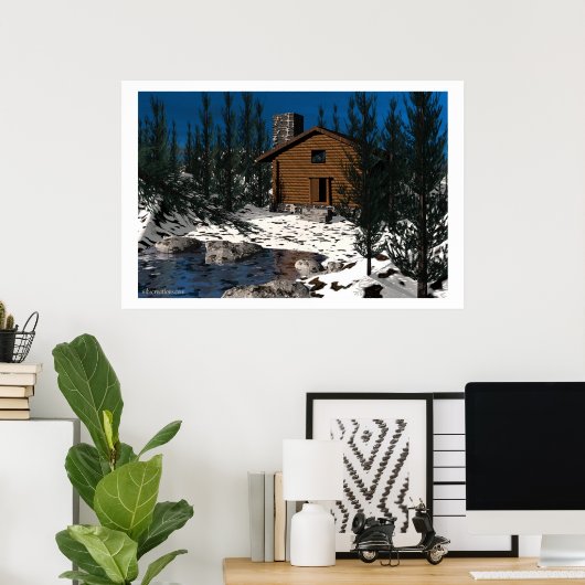 Cozy Cabin Poster (Thuiskantoor)