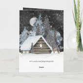 Cozy Cabin Wintry Waterverf Holiday Scene Feestdagen Kaart (Achterkant)