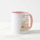 Cozy Cafe Kawaii Cute Kitty Cat Coffee Sweet Pink  Mok (Voorkant rechts)