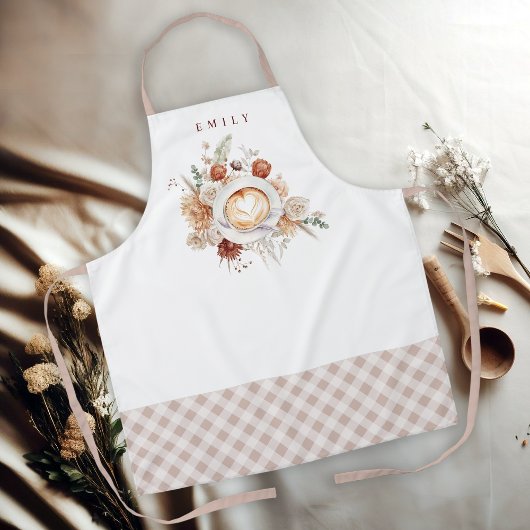 Cozy Cafe Latte Bloemstuk met Naam Schort