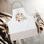 Cozy Cafe Latte Floral with Name Schort<br><div class="desc">A cozy warm coffee themed apron for the coffee lover, bride-to-be, coffee shop employee, barista and more, this custom design has a cozy and elegant charm. It features a beautifully illustrated bouquet of boho neutral flowers in warm beige, terracotta, rust, and creamy ivory tones and a cup of cafe latte...</div>