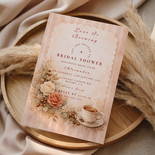 Cozy Cafe Romance Bridal Shower Kaart