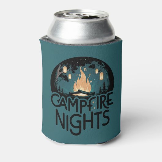 Cozy Campfire Nights Rustic Outdoor Adventure Blikjeskoeler (Blikje Achterkant)