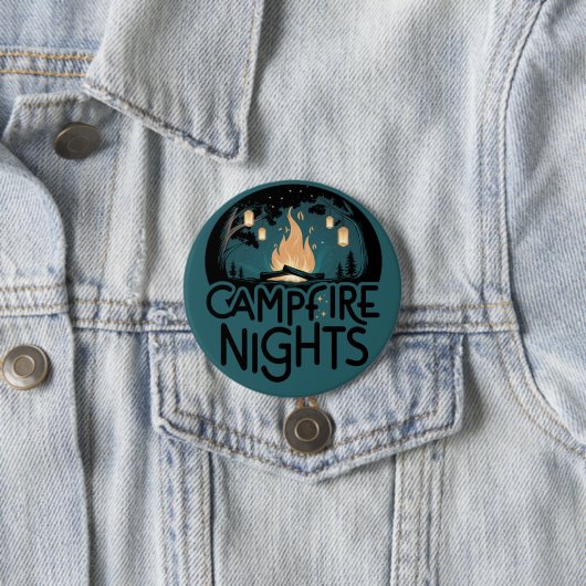Cozy Campfire Nights Rustic Outdoor Adventure Ronde Button 7,6 Cm (In situ)