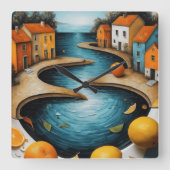 Cozy Canal Vierkante Klok (Voorkant)
