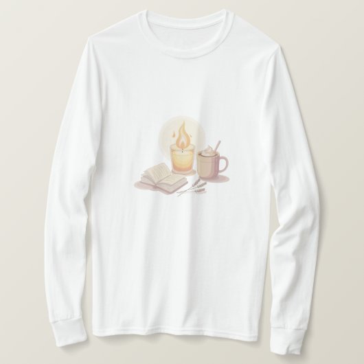 Cozy Candle and Hot Chocolate Illustration T-shirt (Design voorkant)