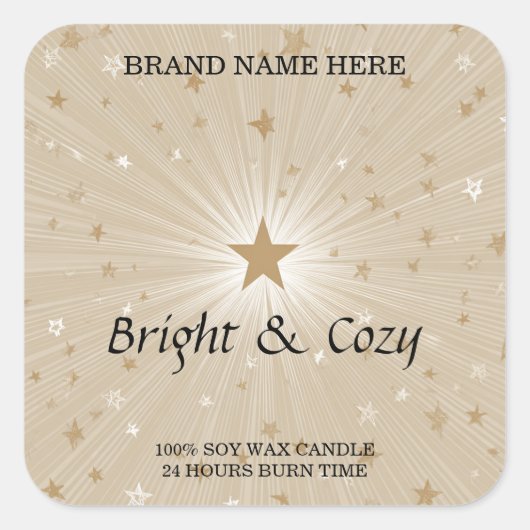 Cozy Candle Label – Bright & Warm Design (Voorkant)