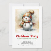 Cozy cartoon snowman invitation digital holiday  kaart (Voorkant)