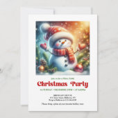 Cozy cartoon snowman invite holiday cheer editable kaart (Voorkant)