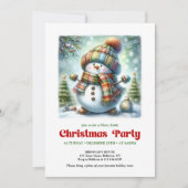 Cozy cartoon snowman invite joyful party printable kaart (Voorkant)
