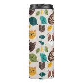Cozy Cat & Autumn Leaves Seamless Pattern - Whimsi Thermosbeker (Achterkant)