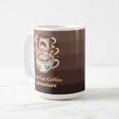 Cozy Cat Coffee Adventure Art Koffiemok (Voorkant links)