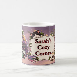 Cozy Cat Coffee Gamer Book Lover Name Design Koffiemok