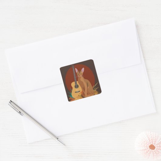 Cozy Cat & Guitar Sticker (Envelop)