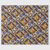 Cozy Cat in A Blanket met Book Illustration Cadeaupapier (Vlak)