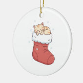 Cozy Cat in Christmas Stocking - Sleeping Kitten  Keramisch Ornament (Links)