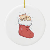 Cozy Cat in Christmas Stocking - Sleeping Kitten  Keramisch Ornament (Achterkant)